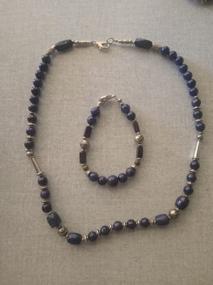 Handmade necklace and bracelet set with natural Iranian stones