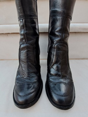 Leather women's boots used, black, size 38, 8cm heel
