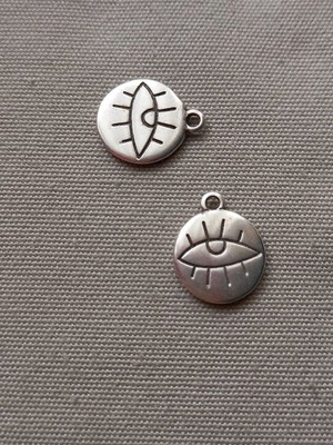 Decorative eye new, set of 2 silver antique pendants