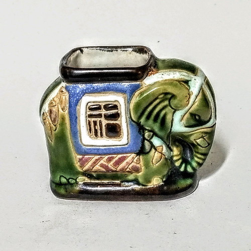 Elephant figurine used, handmade vintage ceramic from South Vietnam