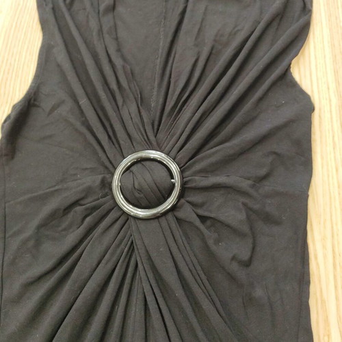 Olsen black draped midi dress with ring like new