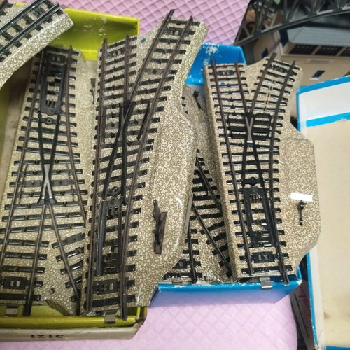 Marklin HO metal train tracks set with switches, curves, straights
