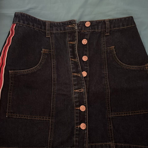 Denim skirt size 38 with red details, like new