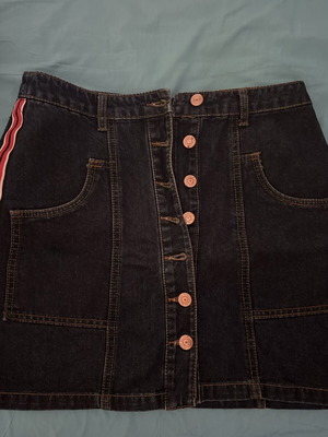 Denim skirt size 38 with red details, like new