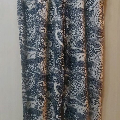 Cotton summer pants like new, beige brown print, size S-M