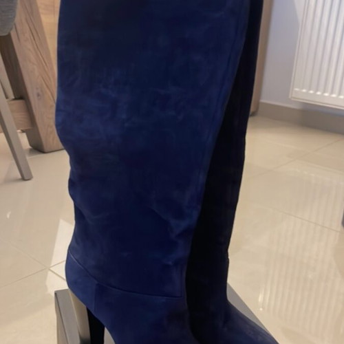 Feng Shoe suede boots new, dark blue, size 37.5