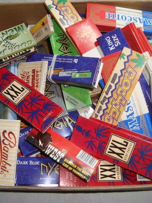 Collection of 56 cigarette paper packs new from around the world