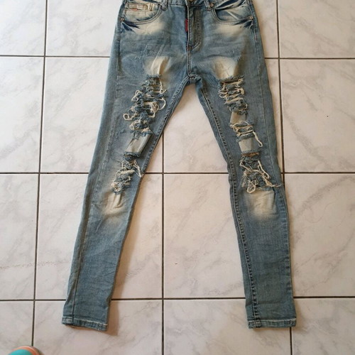 High-waisted jean like new, size S, blue and turquoise