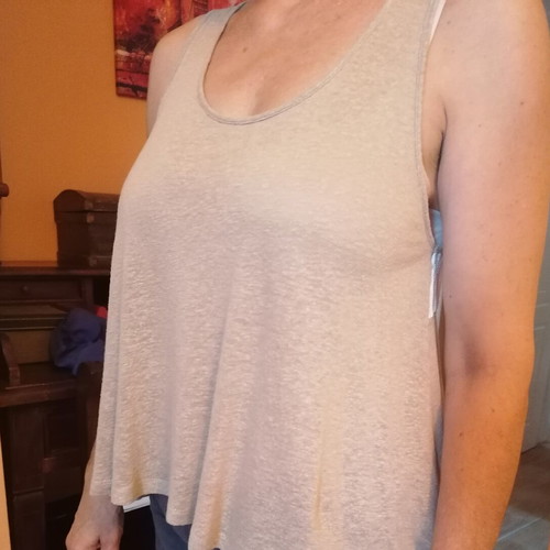 Moutaki top one size like new, white and beige with lace