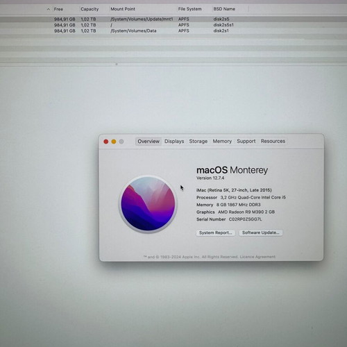Apple iMac Retina 5K 27'' Late 2015 used, 8GB RAM, 1TB HDD
