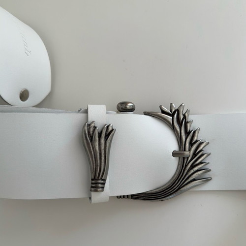 Leather Belt σαν καινούργιο, άσπρη δερμάτινη ζώνη μέσης 60-100cm