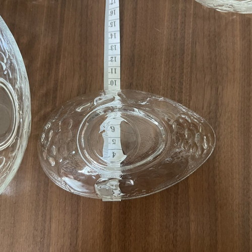 Vintage glass bowls avocado-shaped with embossed fruit designs, like new