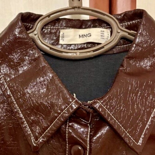 Mango leather shirt like new, brown