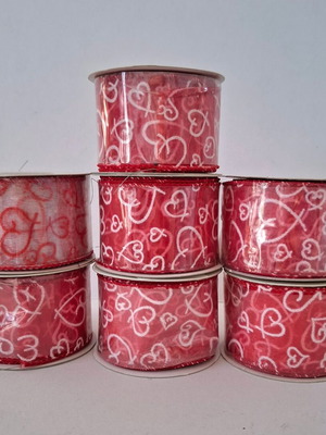Valentine's Day heart ribbons new, pack of 7 rolls