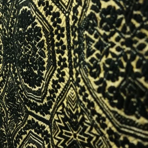 Vintage woolen loom blanket like new, black and gold-yellow