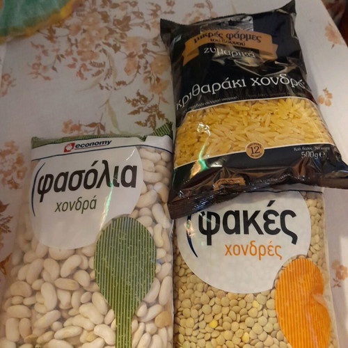Φασόλια χοντρά, φακές και κριθαράκι καινούργια, πακέτο 3 συσκευασιών
