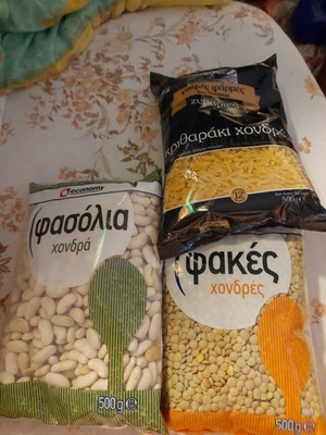 Големи боб, леща и орзо нови, комплект от 3 пакета