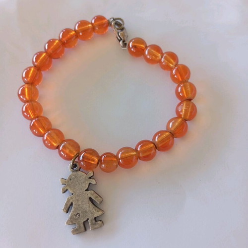 Orange bracelets set of 2 with boy and girl charms