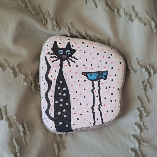 Painted stone with acrylic colors, durable