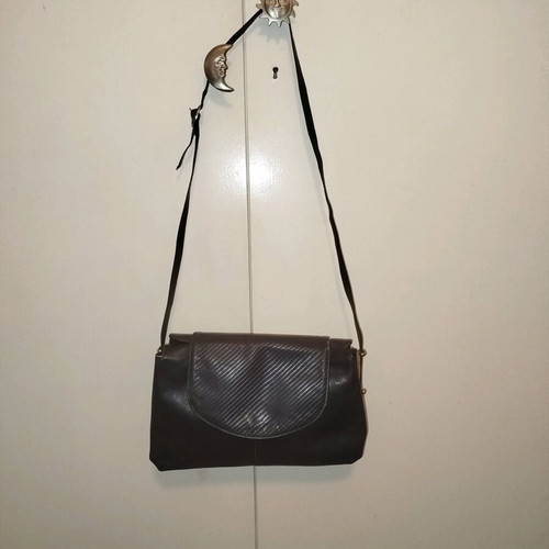 Vintage blue leather shoulder bag used