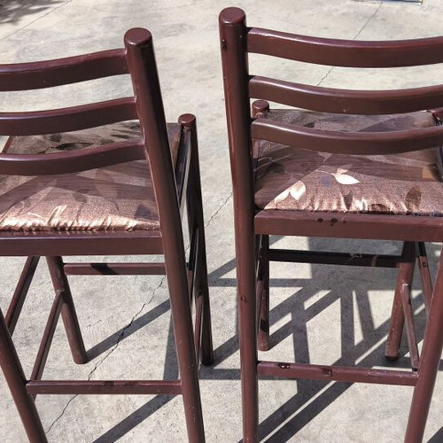 Bar stools used, set of two with new fabric seats