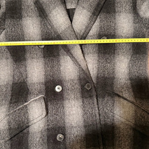 Mandeco Zara coat used black grey checkered wool oversized XS