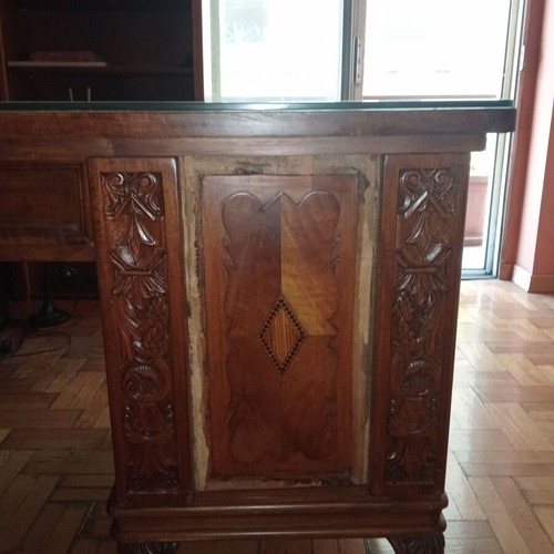 Antique Solid Wood Office Desk used with Marquetry Decoration