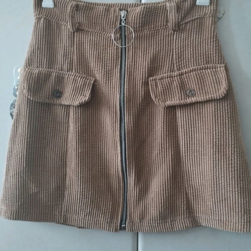Mini skirt used brown corduroy look with zipper