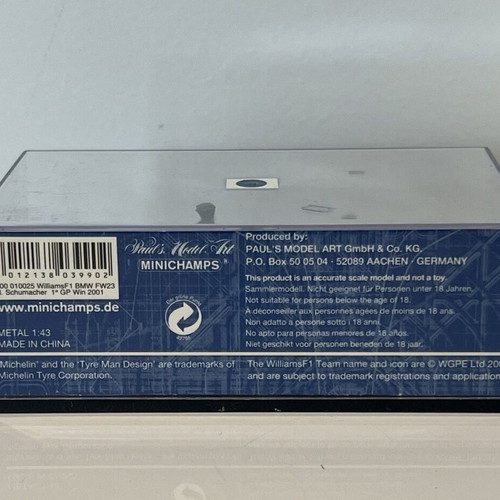 Minichamps Williams F1 BMW FW23 R. Schumacher San Marino GP 2001 μοντέλο σαν καινούργιο