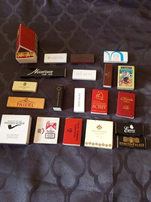 Matchboxes used, set of 20 various types and sizes