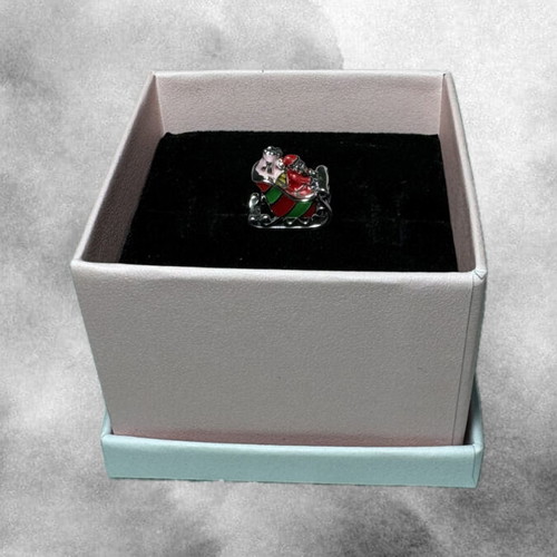 Pandora Christmas Sleigh Charm new, sterling silver with multicolor enamel