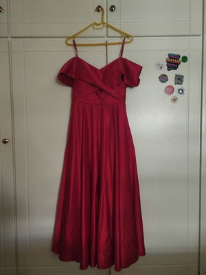 Red satin evening dress like new, size XXL