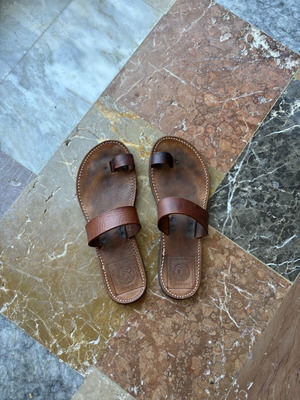 Leather sandals Melissinos Art Poet used, brown, size 37