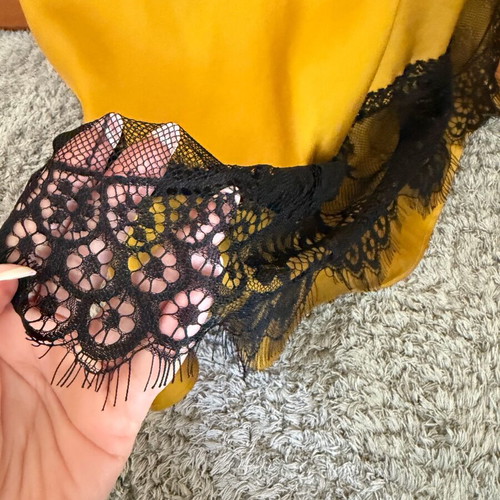 Maxi satin lace slip dress Twinset like new, yellow