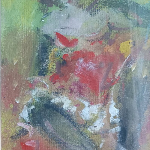 Painting by artist Doris with can-can dancer, like new