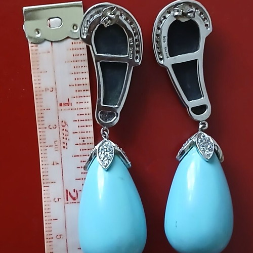 Large evening earrings 6 cm silver 925 with semiprecious stones