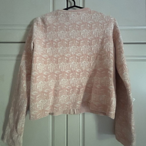 Guess velour cardigan, white and pink, XS
