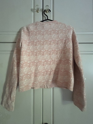Guess velour cardigan, white and pink, XS