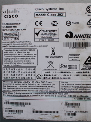 Cisco 2921 router restored