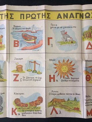 Χάρτης σχολικός με το αλφάβητο μεταχειρισμένος, φωτολιθογραφία Κ. Θ. Καραγκούνη