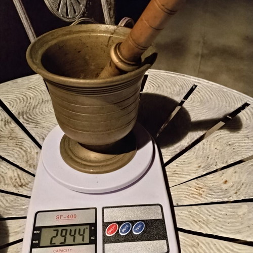 Collectible bronze mortar and pestle 1931 used, heavy ~3kg