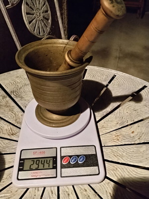 Collectible bronze mortar and pestle 1931 used, heavy ~3kg