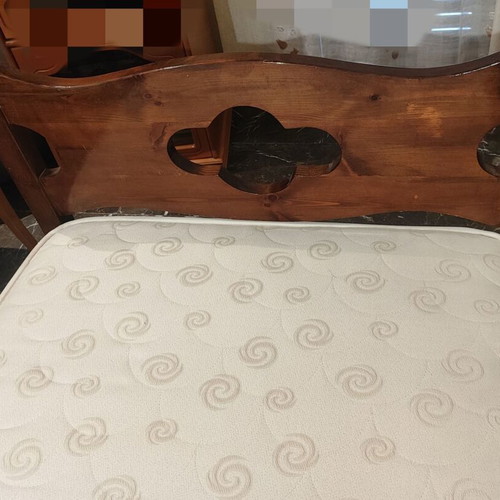 Solid wood single bed with clean mattress