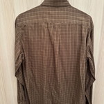 Marks & Spencer men's brown checkered long-sleeve shirt used