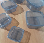 Set of 6 square food storage containers, new, anthracite transparent