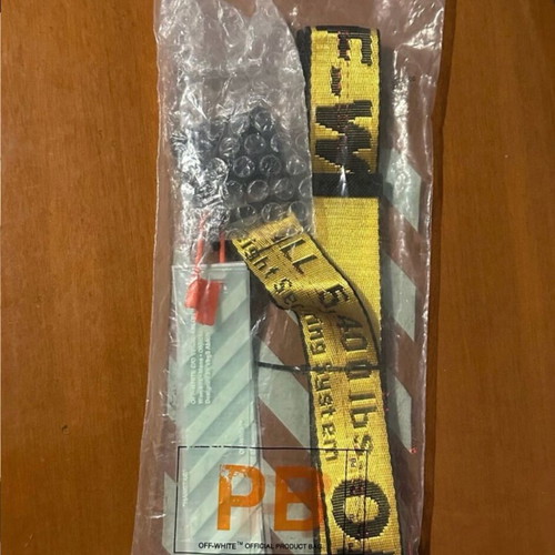 Off-White industrial ζώνη καινούργια, ρυθμιζόμενη, κίτρινη