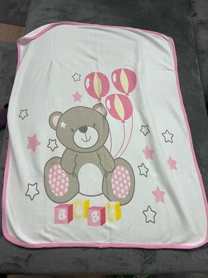 Baby blanket with teddy bear and balloons design like new