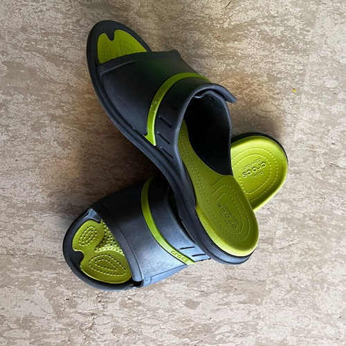 Crocs sandals 37-38 gray with green like new