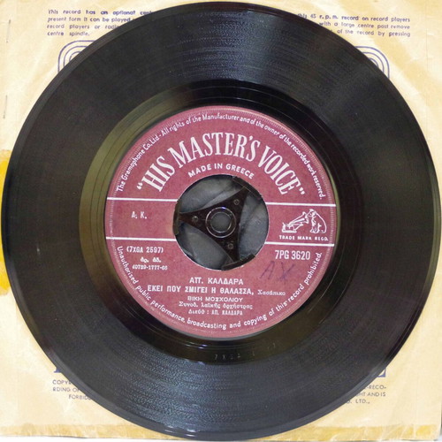 Vinyl 7'' His Master's Voice Μην Τα Φιλάς Τα Μάτια Μου & Εκεί Που Σμίγει Η Θάλασσα used, laiko