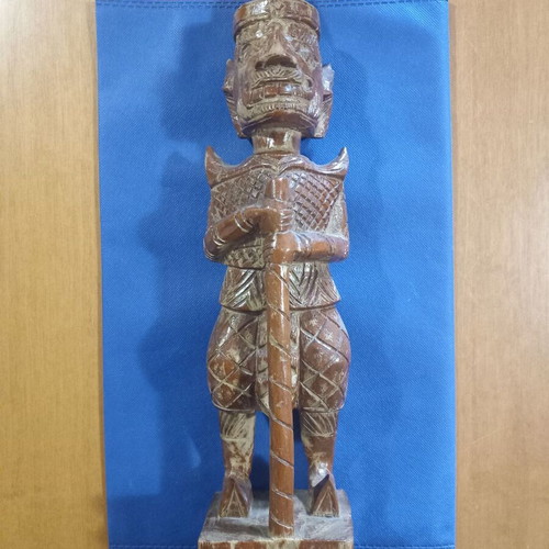 Wooden Buddhist Statue Temple Guard used, teak wood 42cm